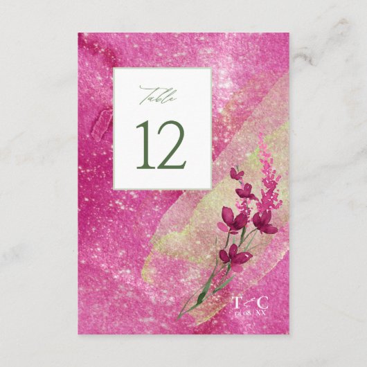 ワイルドフラワー結婚のテクスチャテーブルNo. Fsia ID95 招待状 (裏面)