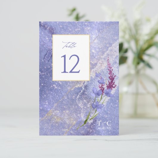 ワイルドフラワー結婚のテクスチャテーブルNo. Peri ID95 招待状 (スタンド正面)