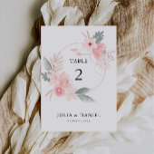 ワイルドフラワー結婚のテーブルカードテンプレート 招待状