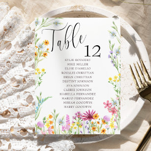 ワイルドフラワー結婚のテーブル任意の数の座席表