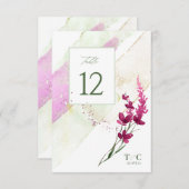 ワイルドフラワー結婚のテーブル番号明るい赤紫色ID954 招待状 (正面/裏面)