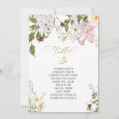 ワイルドフラワー結婚のテーブル番号3座席表 招待状 (裏面)