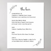 ワイルドフラワー結婚のバーメニュー記号 ポスター (正面)