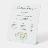 ワイルドフラワー結婚のバーメニュー、シグネチャードリンクメニュー 台座サイン (正面)