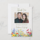 ワイルドフラワー結婚のフォトフラットサンキューカード サンキューカード (正面)