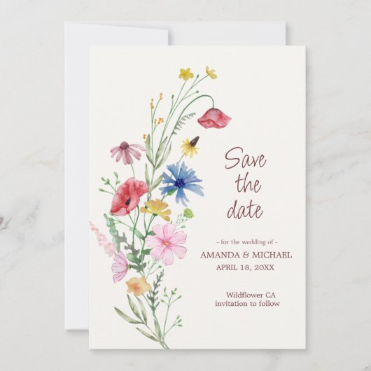 ワイルドフラワー結婚のフローラと写真 セーブザデート