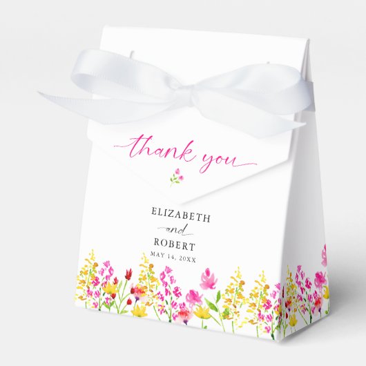 ワイルドフラワー結婚のフローラスクリプトエレガント春 フェイバーボックス (正面サイド)