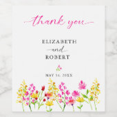 ワイルドフラワー結婚のフローラスクリプトエレガント春 ワインラベル (シングルラベル)