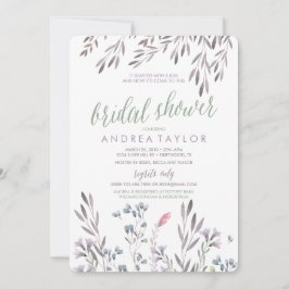 ワイルドフラワー結婚のブライダルシャワーの招待状 招待状