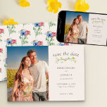 ワイルドフラワー結婚のボホカントリーフローラ写真 セーブザデート<br><div class="desc">ワイルドフラワーの結婚式は、日付を保存カスタムする写真と水の色の野生の花。この田舎地方の植物デザインは野花の優美な仕切りと、背中にデイジーのケシとトウモロコシの花の模様を持っている。ボヘエレガントミアンモダンガーリーガーデンテーマのフローラ。ワイルドフラワーのチャームのコレクションで私の店を見て、一致するアイテムを探しなさい</div>