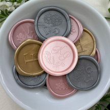 ワイルドフラワー結婚のモノグラムのワックスシール