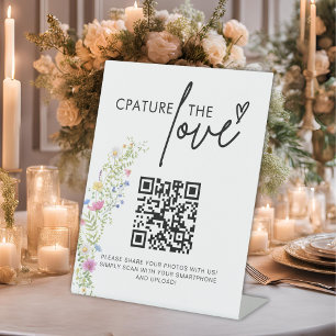 ワイルドフラワー結婚のラブフォトQRコードのキャプチャ 台座サイン