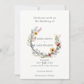 ワイルドフラワー結婚のリース結婚式招待状 招待状 (正面)