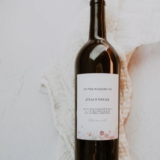 ワイルドフラワー結婚のワインボトルラベルテンプレート ワインラベル