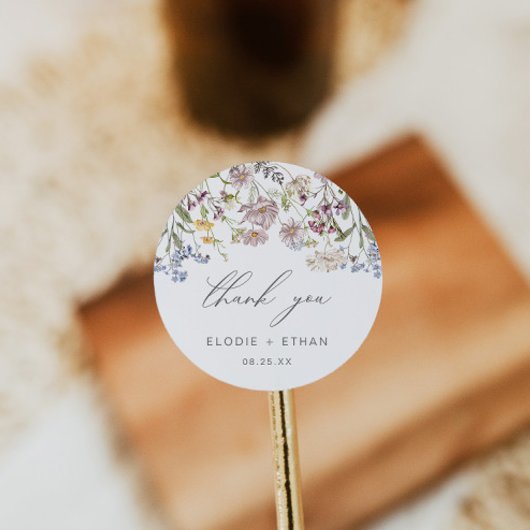 ワイルドフラワー結婚の丸いステッカーフローラボホのお願い ラウンドシール