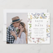 ワイルドフラワー結婚の写真日付を保存するお洒落 セーブザデート (正面)