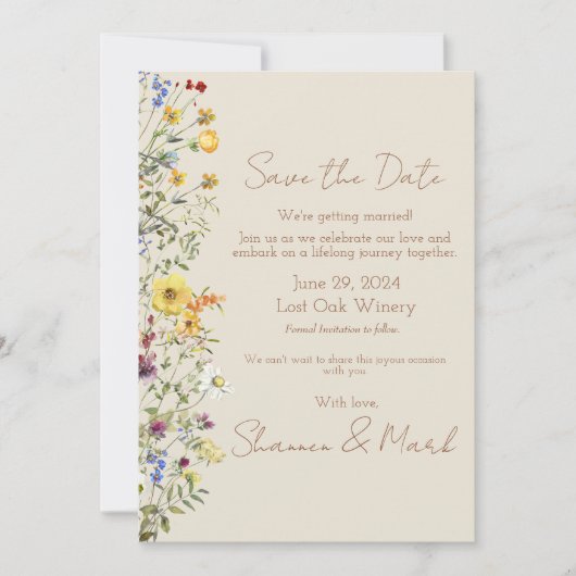 ワイルドフラワー結婚の写真 セーブザデート (正面)