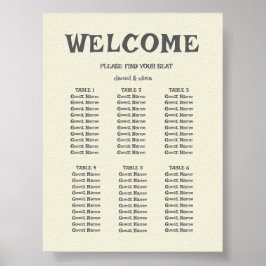 ワイルドフラワー結婚の国の素朴シーティングチャート ポスター