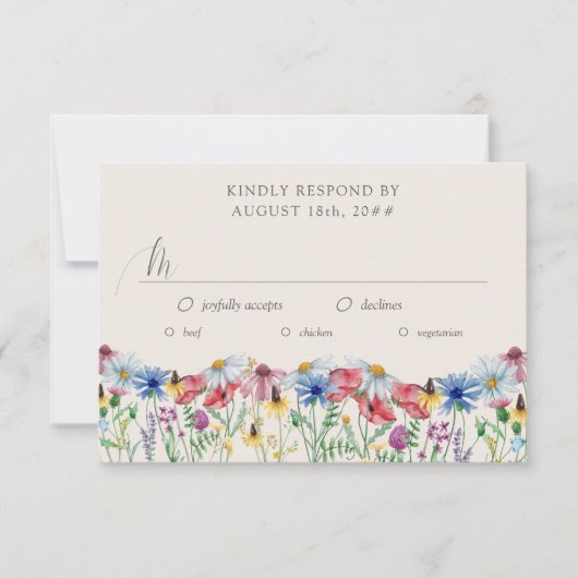 ワイルドフラワー結婚の国の花の入り口オプション 出欠カード (正面)