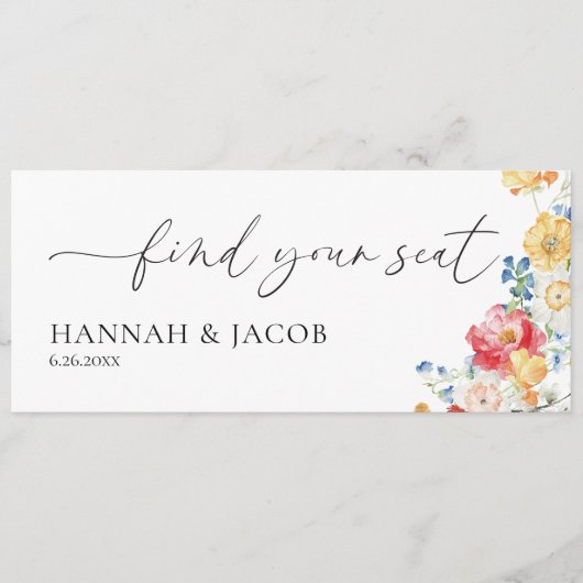 ワイルドフラワー結婚の座席表のウェルカムヘッダー (正面)