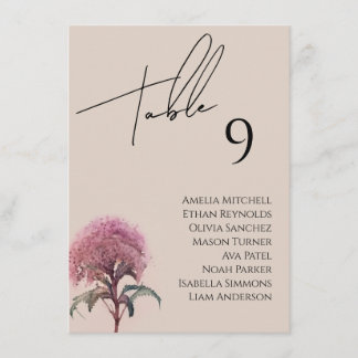 ワイルドフラワー結婚の座席表カード メニュー