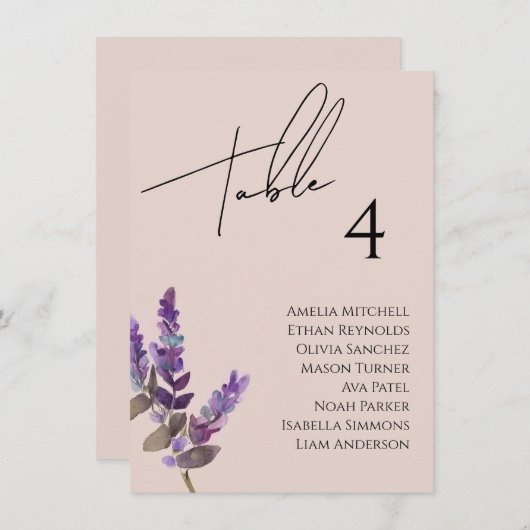 ワイルドフラワー結婚の座席表カード メニュー (正面/裏面)