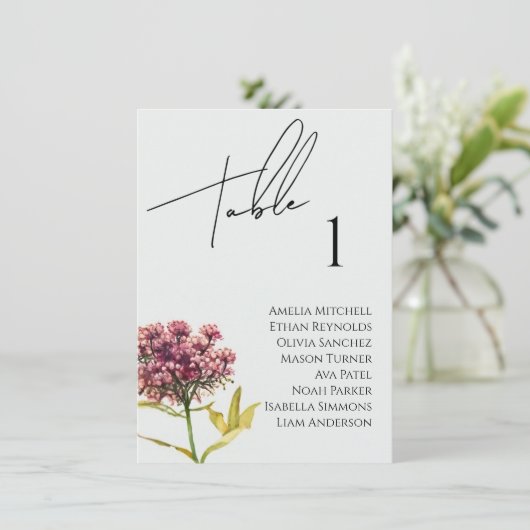 ワイルドフラワー結婚の座席表カード メニュー (スタンド正面)