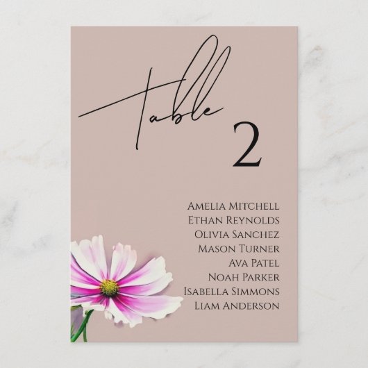 ワイルドフラワー結婚の座席表カード メニュー (正面)