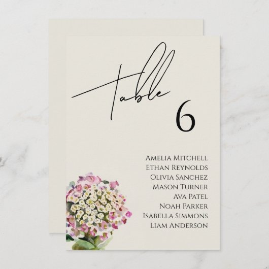 ワイルドフラワー結婚の座席表カード メニュー (正面/裏面)