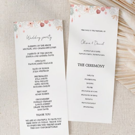 ワイルドフラワー結婚の式計画 プログラム