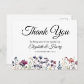 ワイルドフラワー結婚の感謝はがき ポストカード (正面/裏面)