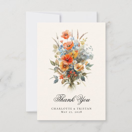 ワイルドフラワー結婚の書エレガント道写真 サンキューカード (正面)