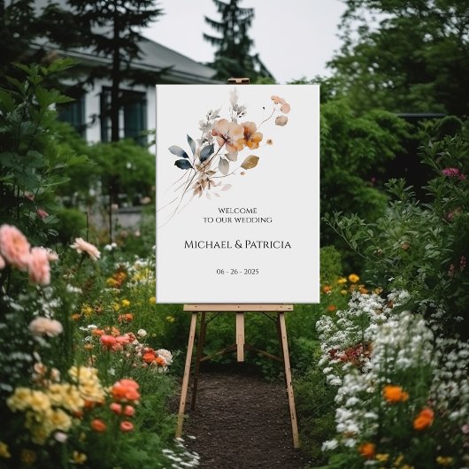 ワイルドフラワー結婚の歓迎サインエレガント ポスター