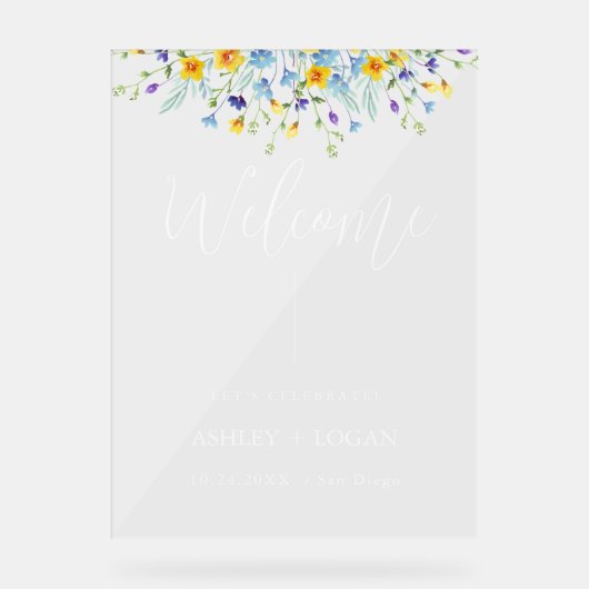 ワイルドフラワー結婚の歓迎サイン アクリルサイン (正面)