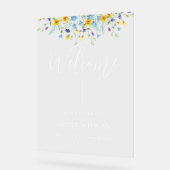 ワイルドフラワー結婚の歓迎サイン アクリルサイン (傾斜)