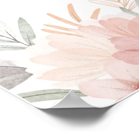 ワイルドフラワー結婚の歓迎サイン ポスター (角)