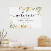 ワイルドフラワー結婚の歓迎サイン ポスター (キッチン)