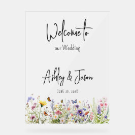 ワイルドフラワー結婚の歓迎フロステッドのアクリルサイン アクリルサイン