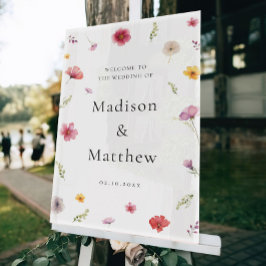 ワイルドフラワー結婚の歓迎 アクリルサイン