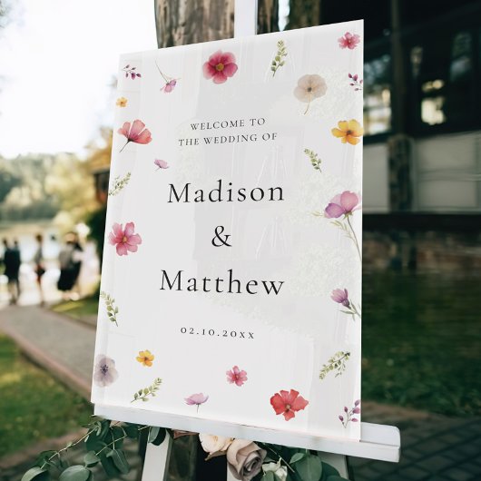 ワイルドフラワー結婚の歓迎 アクリルサイン