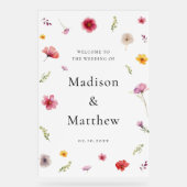 ワイルドフラワー結婚の歓迎 アクリルサイン (正面)