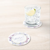 ワイルドフラワー結婚の水彩ありがとうご苦労ID954 ラウンドペーパーコースター (インサイチュ)