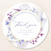 ワイルドフラワー結婚の水彩ありがとうご苦労ID954 ラウンドペーパーコースター (正面)