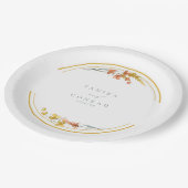 ワイルドフラワー結婚の水彩イニシャル金ゴールドID954 ペーパープレート (アングル)