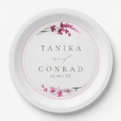 ワイルドフラワー結婚の水彩イニシャルFsia ID954 ペーパープレート (正面)