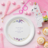 ワイルドフラワー結婚の水彩イニシャルPeri ID954 ペーパープレート (パーティー)