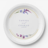 ワイルドフラワー結婚の水彩イニシャルPeri ID954 ペーパープレート (正面)