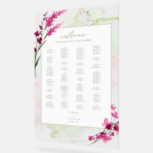 ワイルドフラワー結婚の水彩ウェルカムフェッチアID954 アクリルサイン (傾斜)