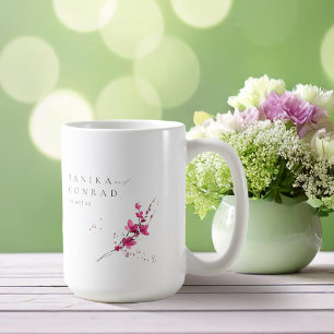 ワイルドフラワー結婚の水彩名明るい赤紫色ID954 コーヒーマグカップ