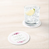 ワイルドフラワー結婚の水彩名明るい赤紫色ID954 ラウンドペーパーコースター (インサイチュ)